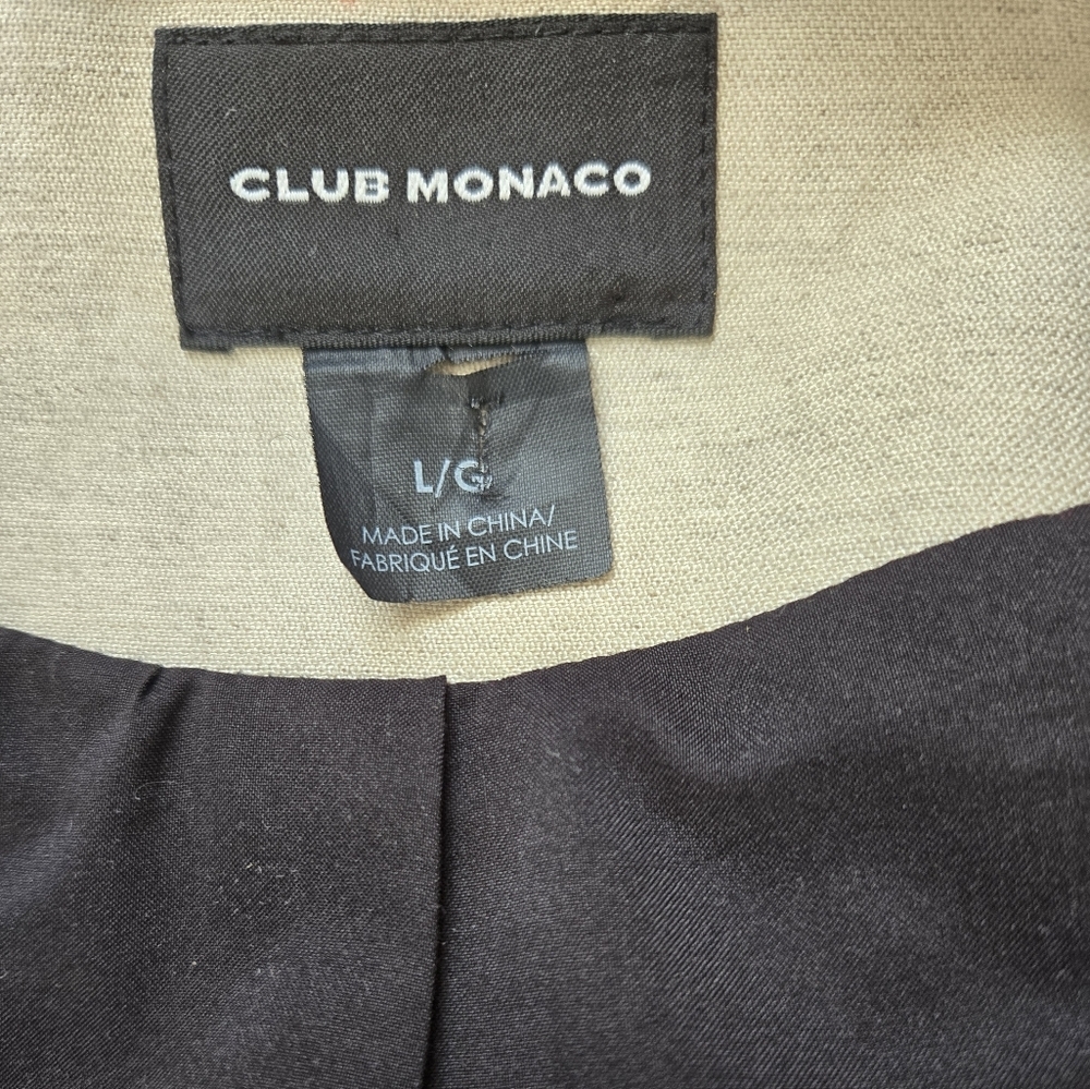 CLUB MONACO linen and lamb leather cream and black jacket. Size large - Picture 12 of 16